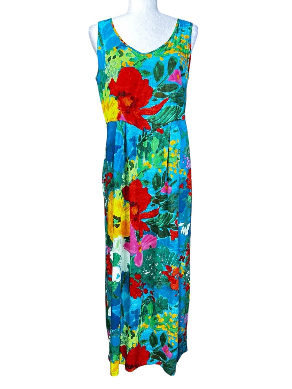 Jam's World Janis Dress S Tea Length Empire Waist Tropical Lightweight